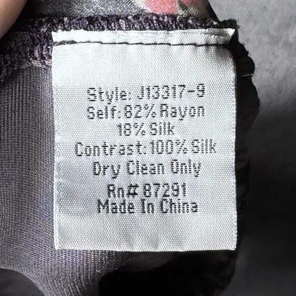 Johnny Was Silk Purple Velvet Canilla Floral Back Blouse Top S